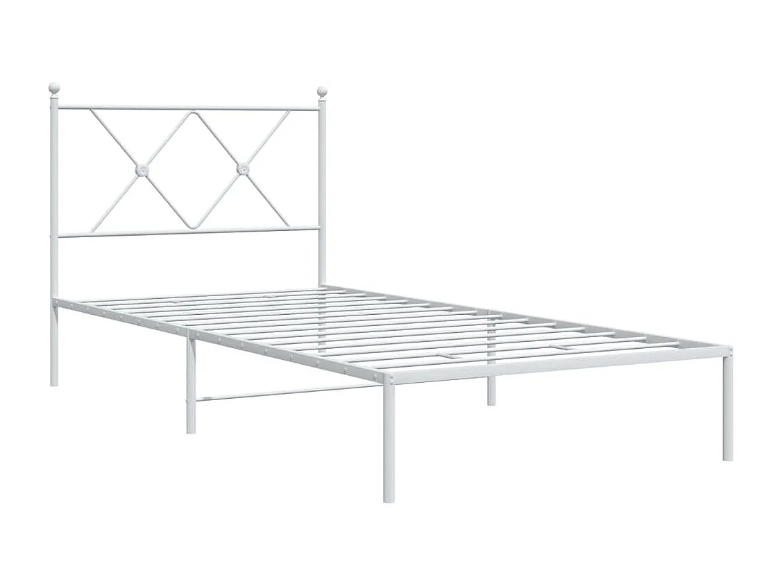 Cadre de lit métal sans matelas avec tête de lit blanc 90x200cm