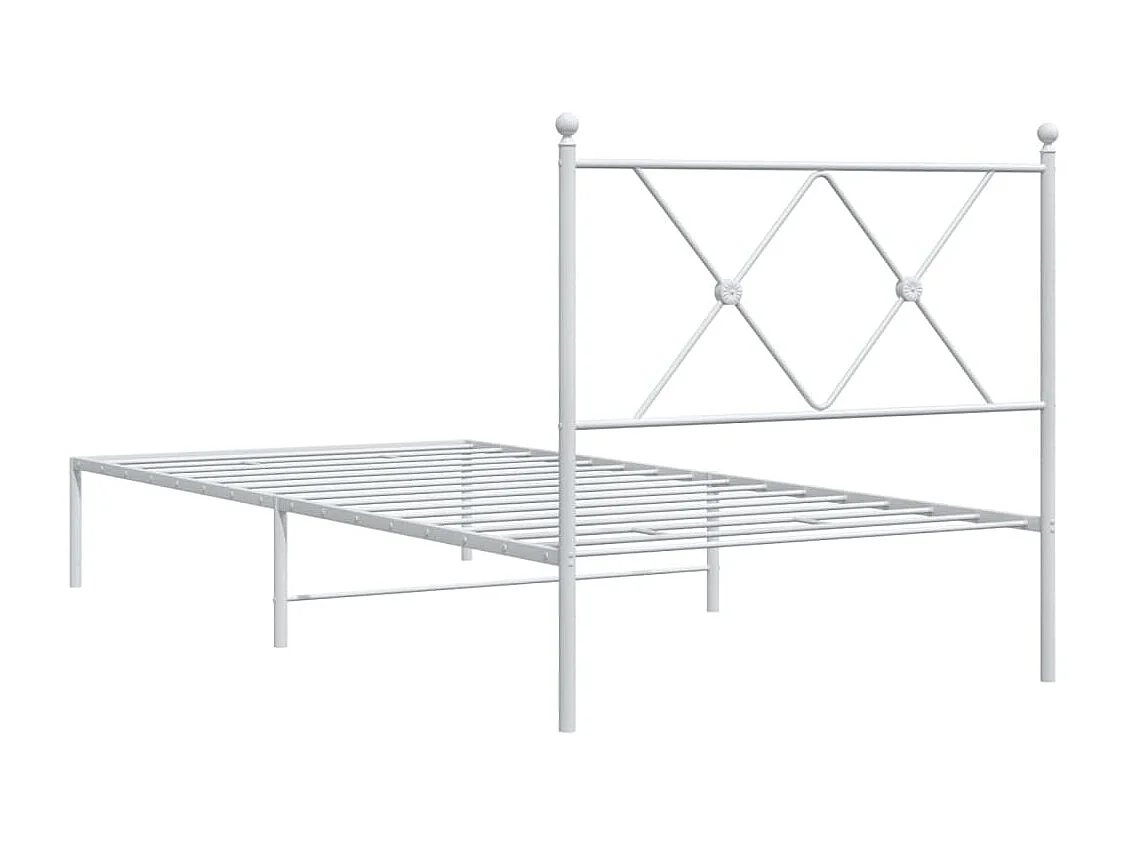 Cadre de lit métal sans matelas avec tête de lit blanc 90x200cm
