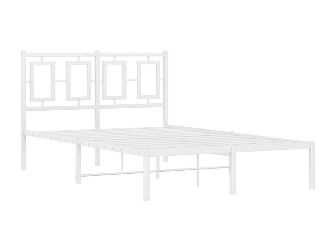 Cadre de lit métal sans matelas et tête de lit blanc 120x190 cm