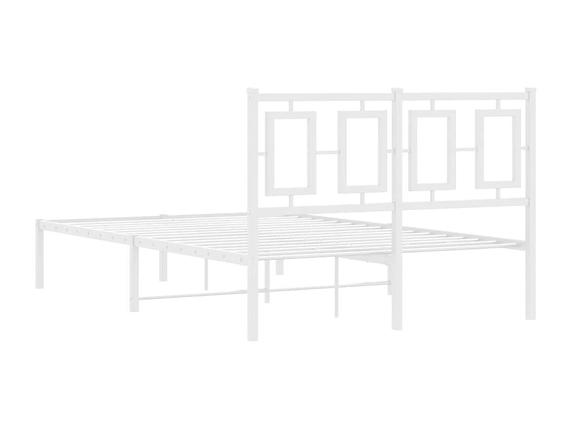 Cadre de lit métal sans matelas et tête de lit blanc 120x190 cm