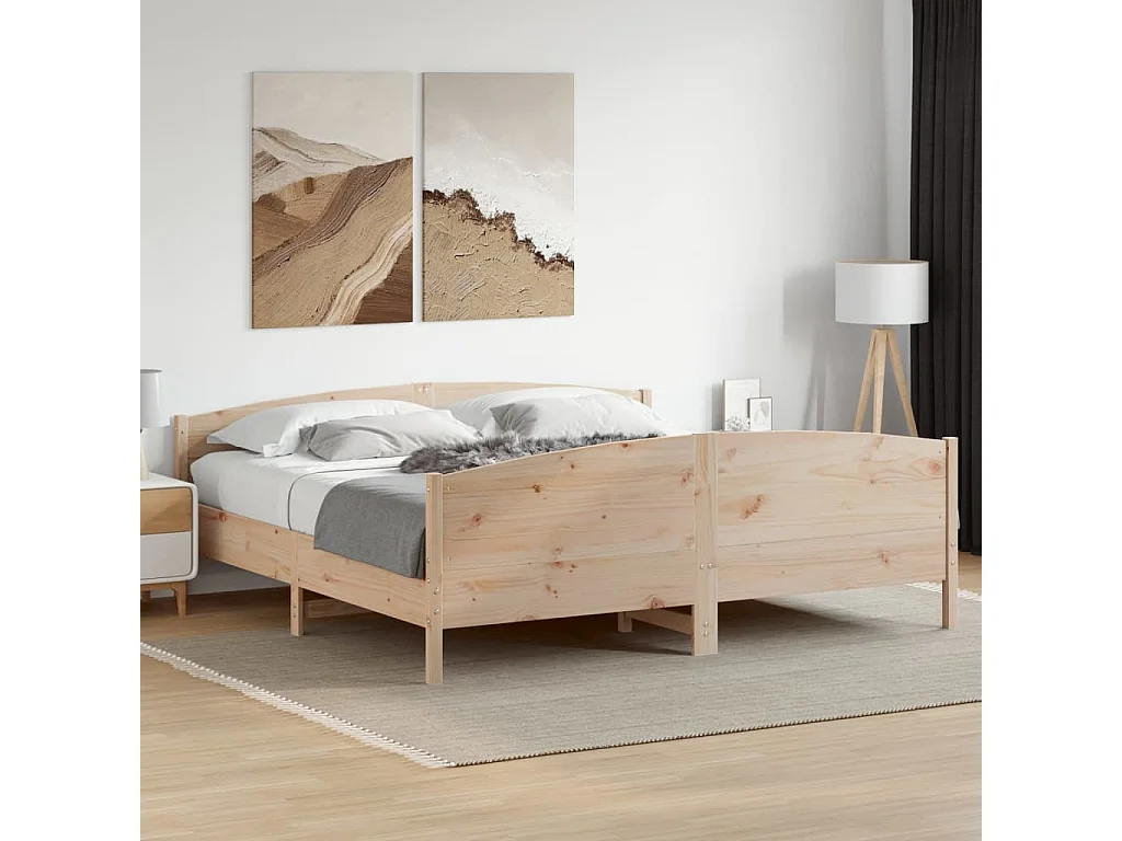 Cadre de lit sans matelas 200x200 cm bois massif de pin