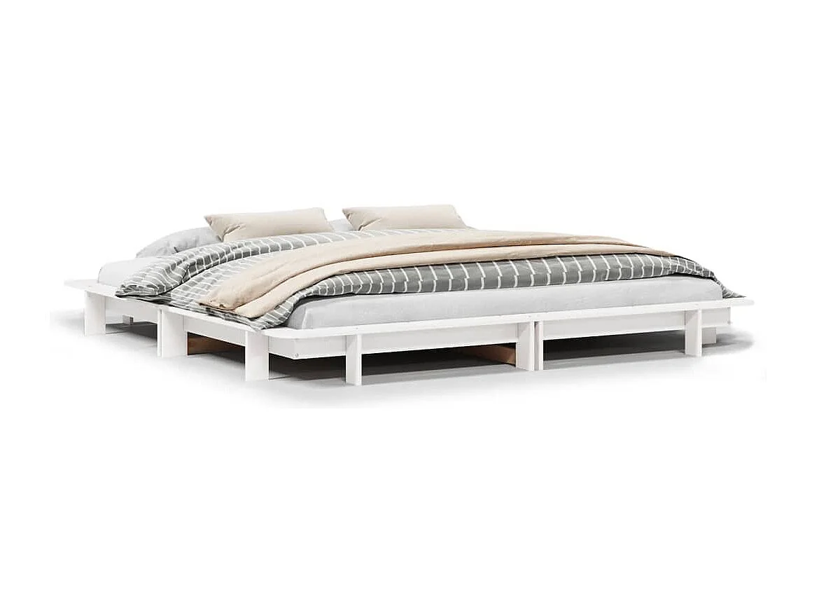 Cadre de lit sans matelas blanc 180x200 cm bois massif de pin