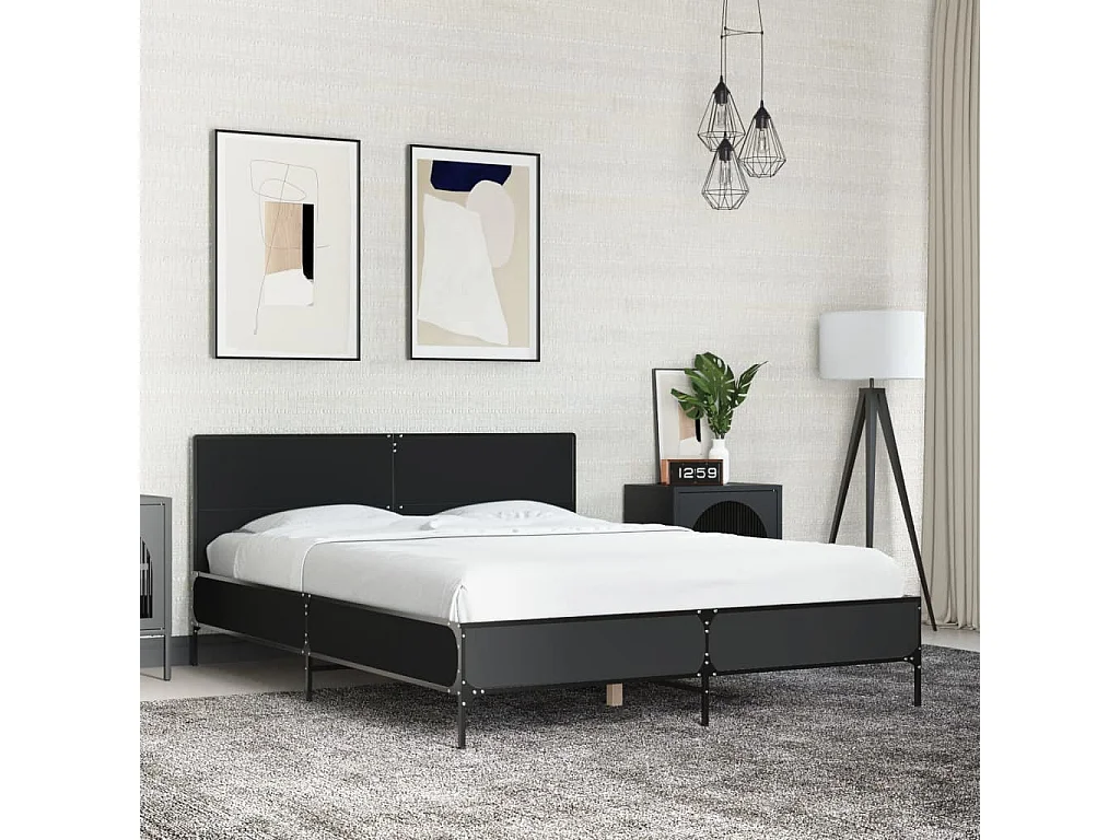 Cadre de lit sans matelas noir 120x190 cm