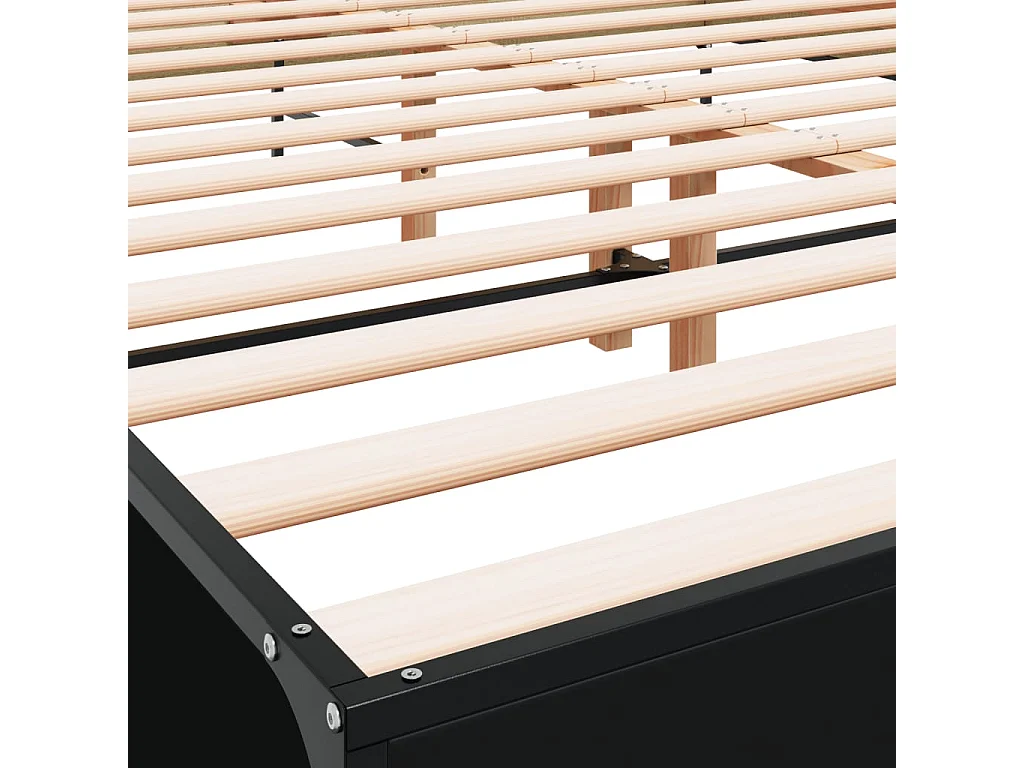 Estructura de cama madera de ingeniería y metal negro 120x190cm