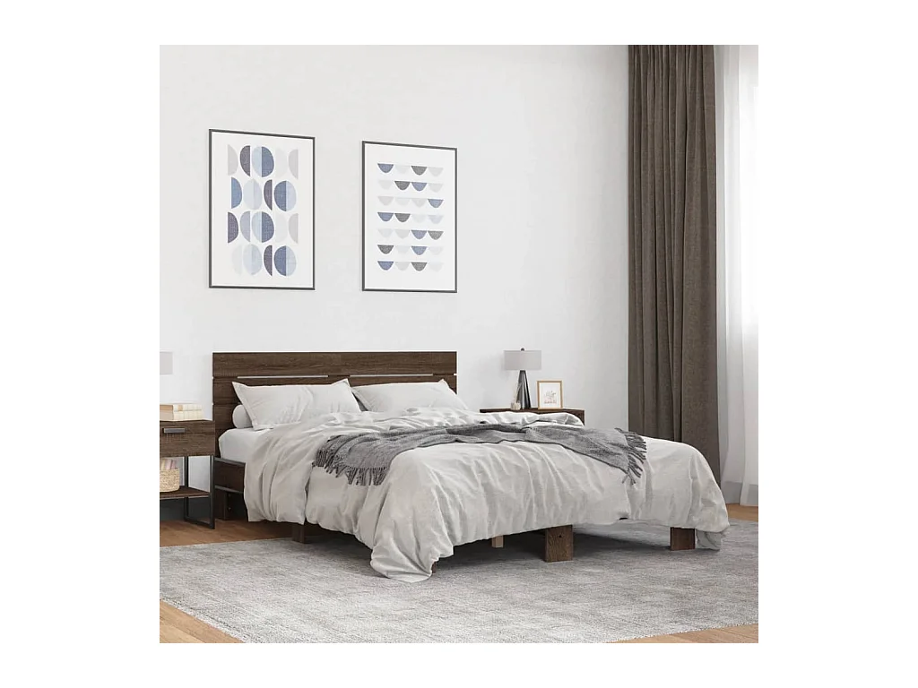 Estrutura de cama 140x200cm derivados madeira/metal
