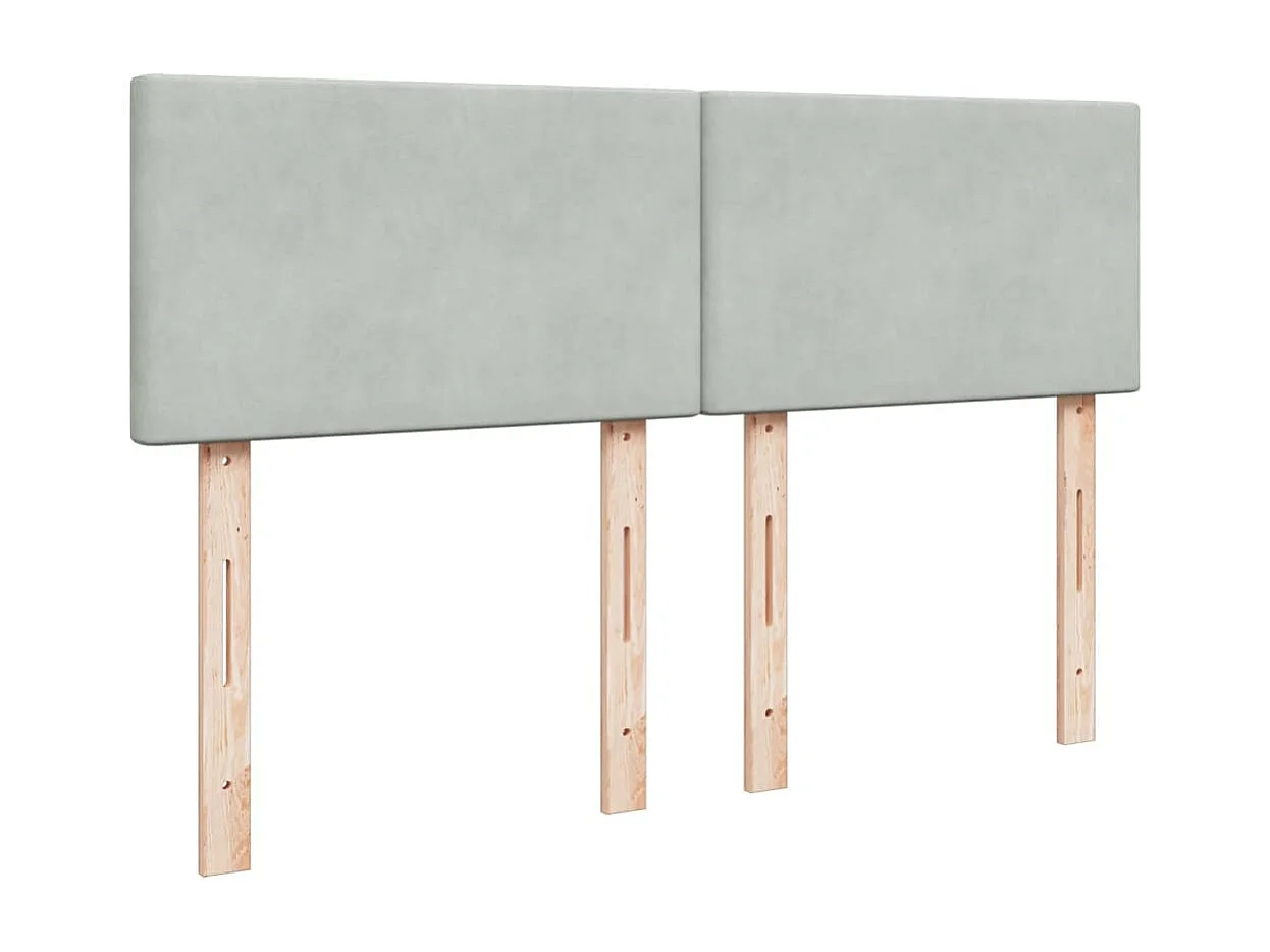 Cama box spring con colchón terciopelo gris claro 160x200 cm