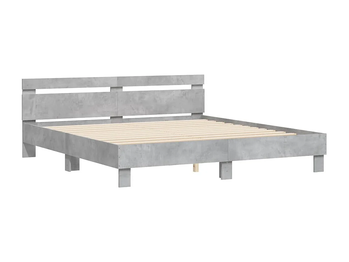 Bettgestell mit Kopfteil Betongrau 180x200 cm Holzwerkstoff