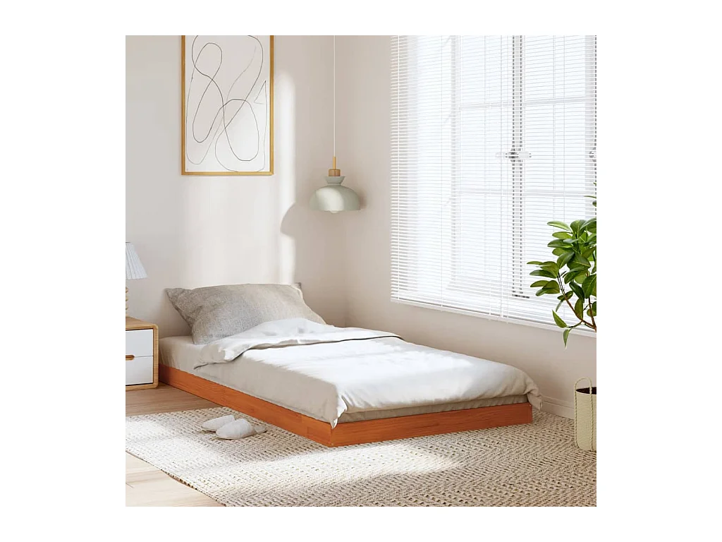 Cadre de lit sans matelas cire marron 90x200 cm bois pin massif