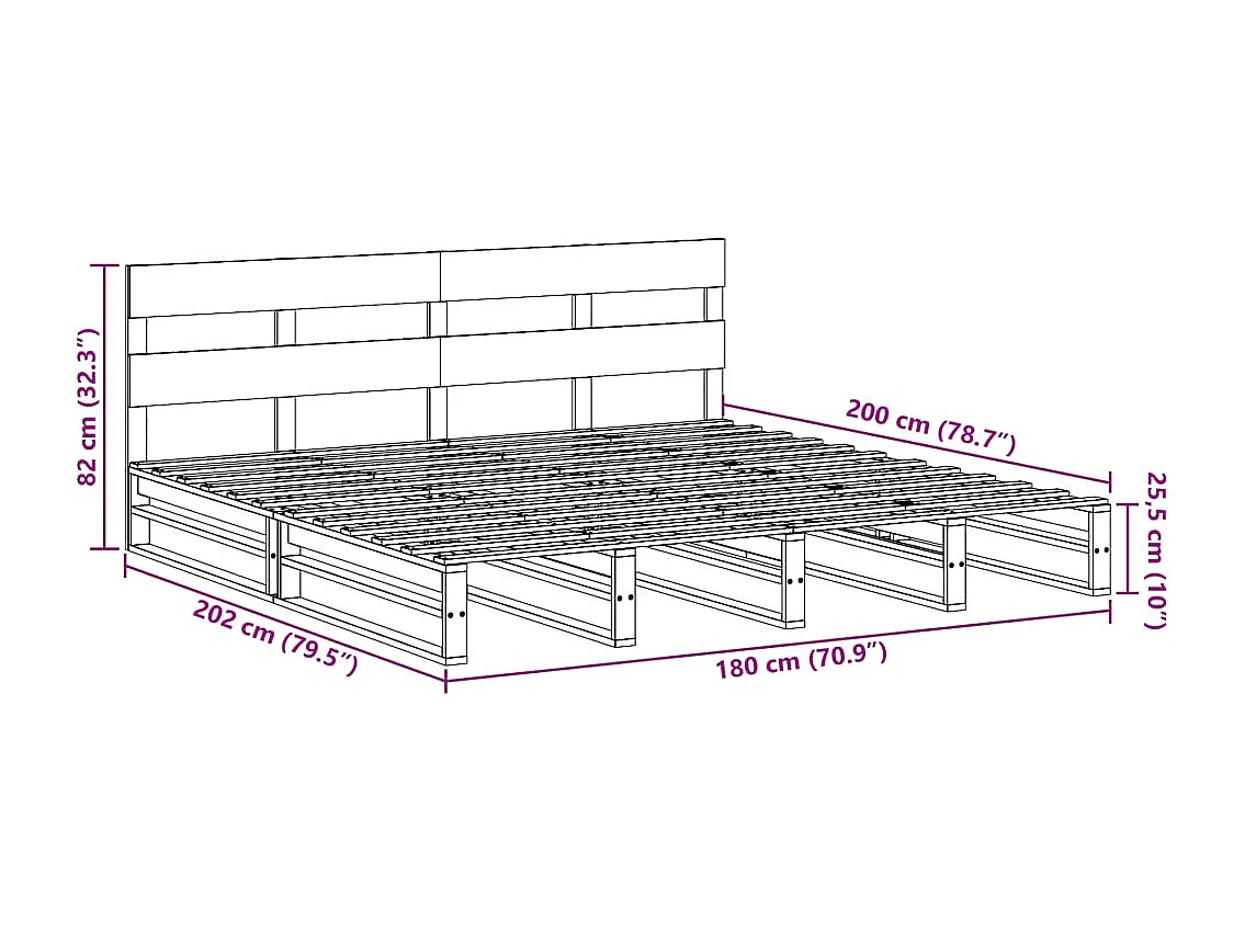 Estructura de cama madera maciza de pino marrón cera 90x200 cm