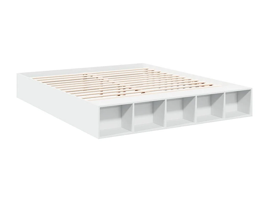 Bedframe massief hout wit 200x200 cm