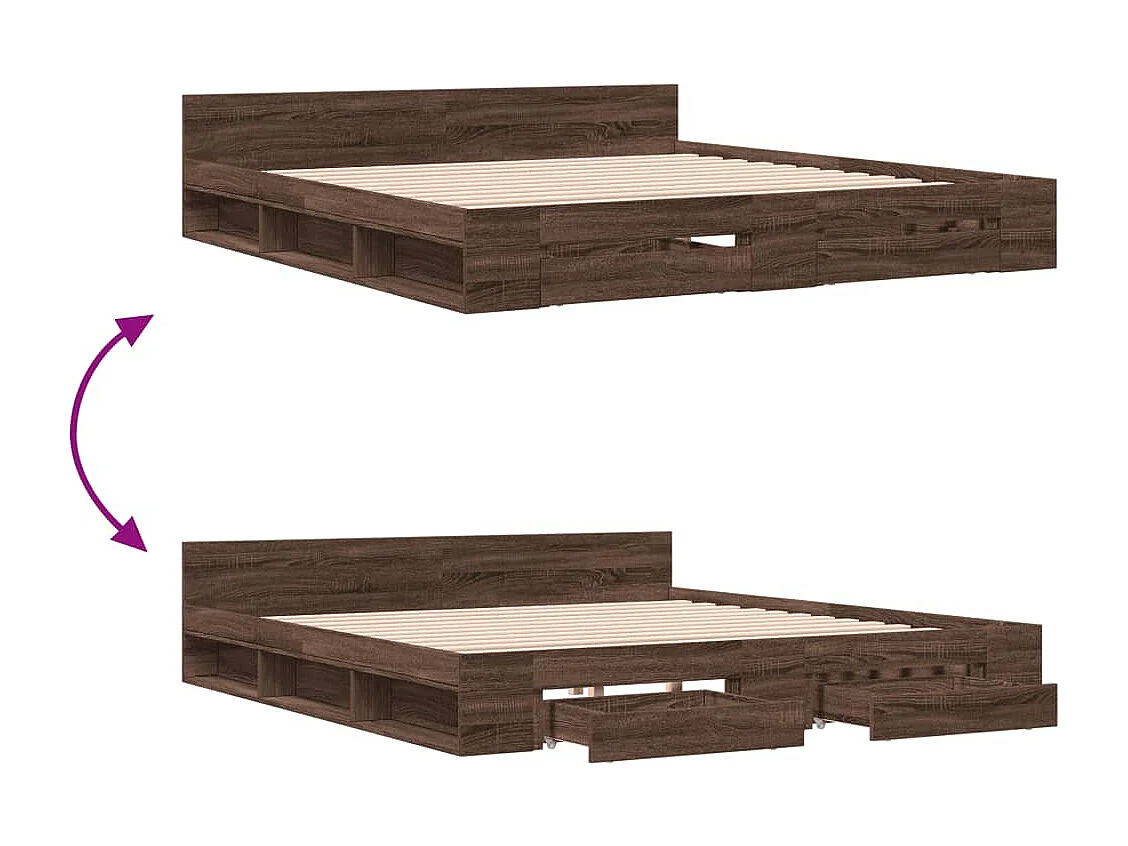 Bettgestell mit Schubladen Braun Eichen-Optik 200x200 cm