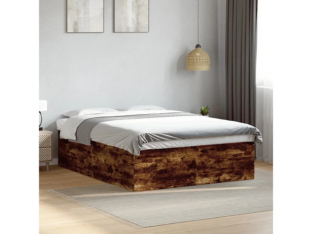 Cadre de lit sans matelas chêne fumé 160x200 cm