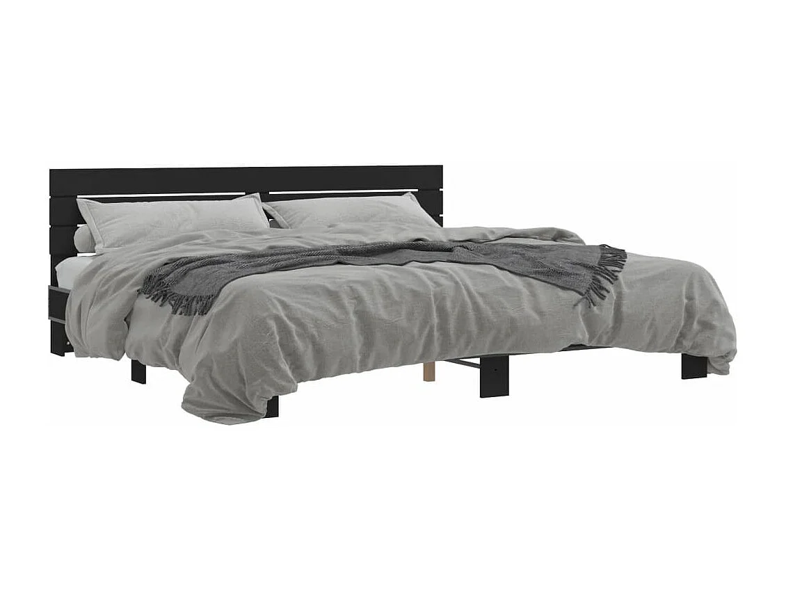 Bettgestell Schwarz 180x200 cm Holzwerkstoff und Metall