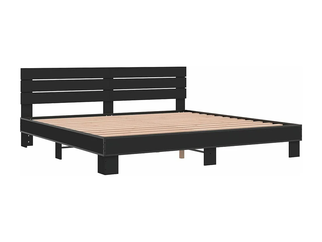 Bettgestell Schwarz 180x200 cm Holzwerkstoff und Metall