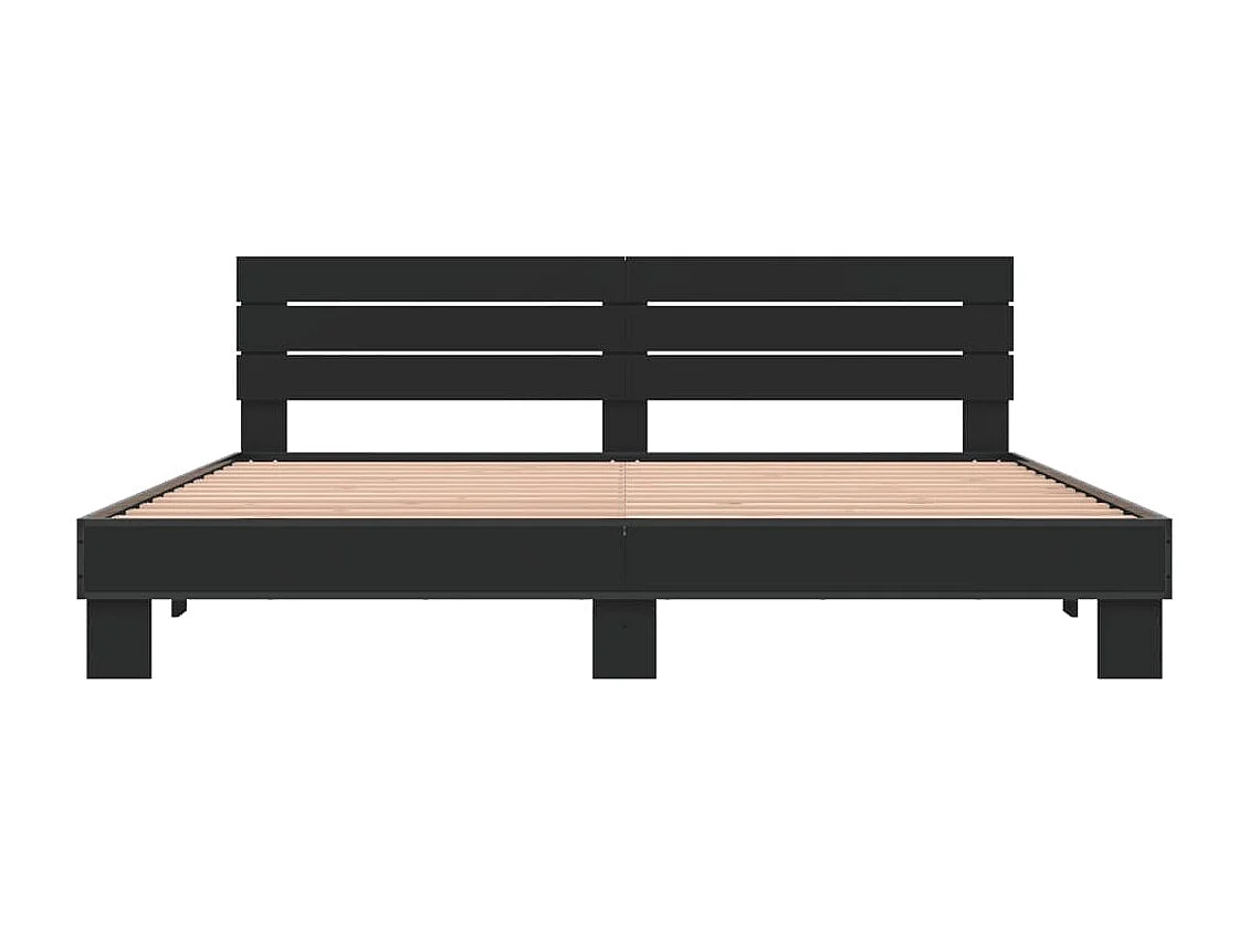 Bettgestell Schwarz 180x200 cm Holzwerkstoff und Metall