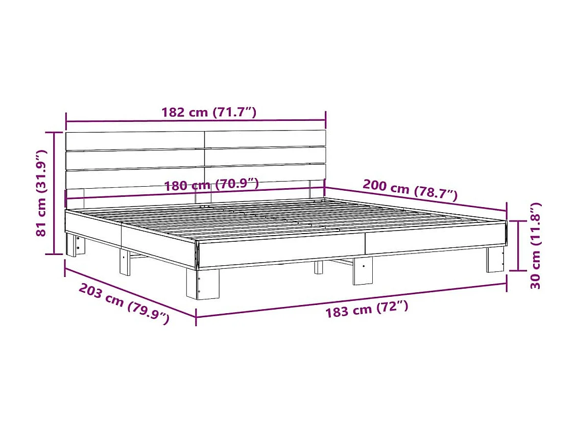 Bettgestell Schwarz 180x200 cm Holzwerkstoff und Metall