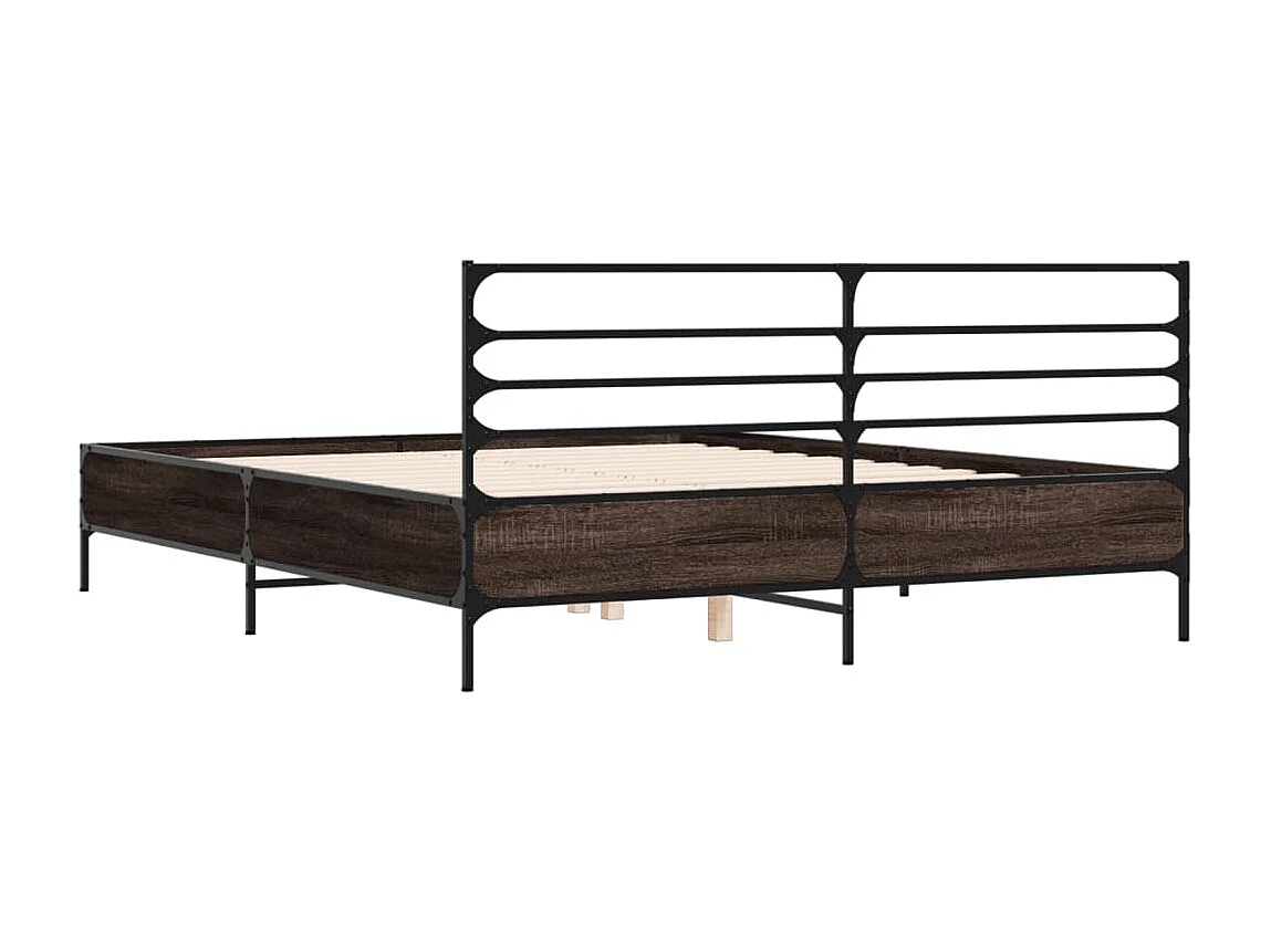 Cadre de lit sans matelas chêne fumé 150x200 cm