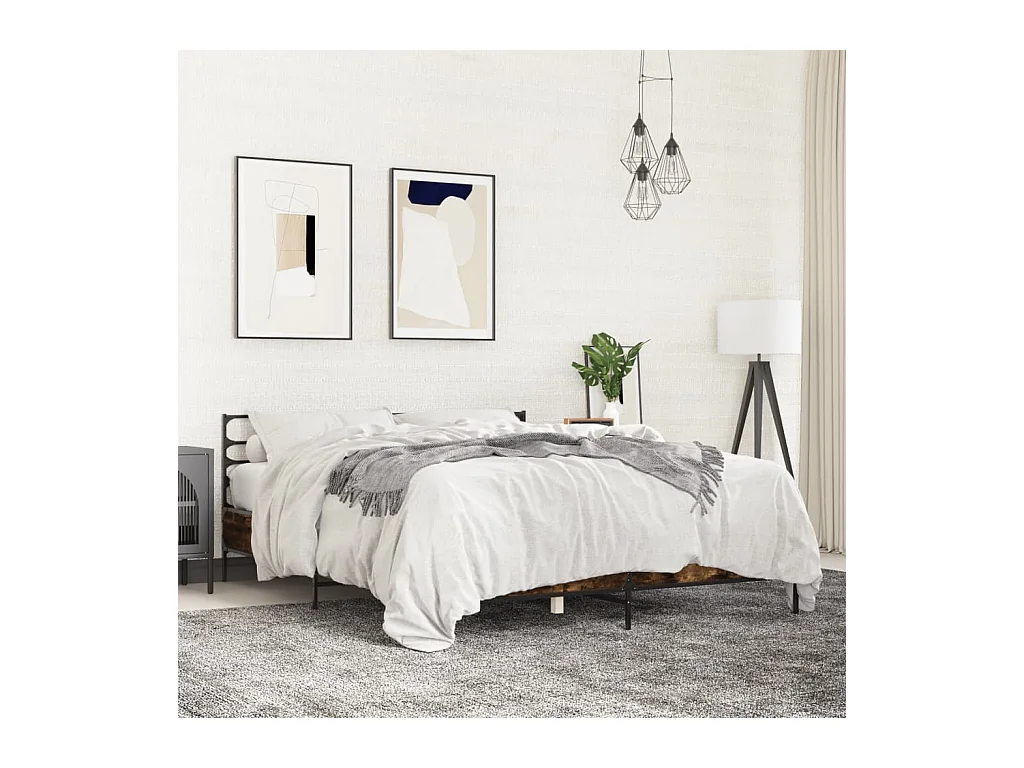Cadre de lit sans matelas chêne fumé 150x200 cm