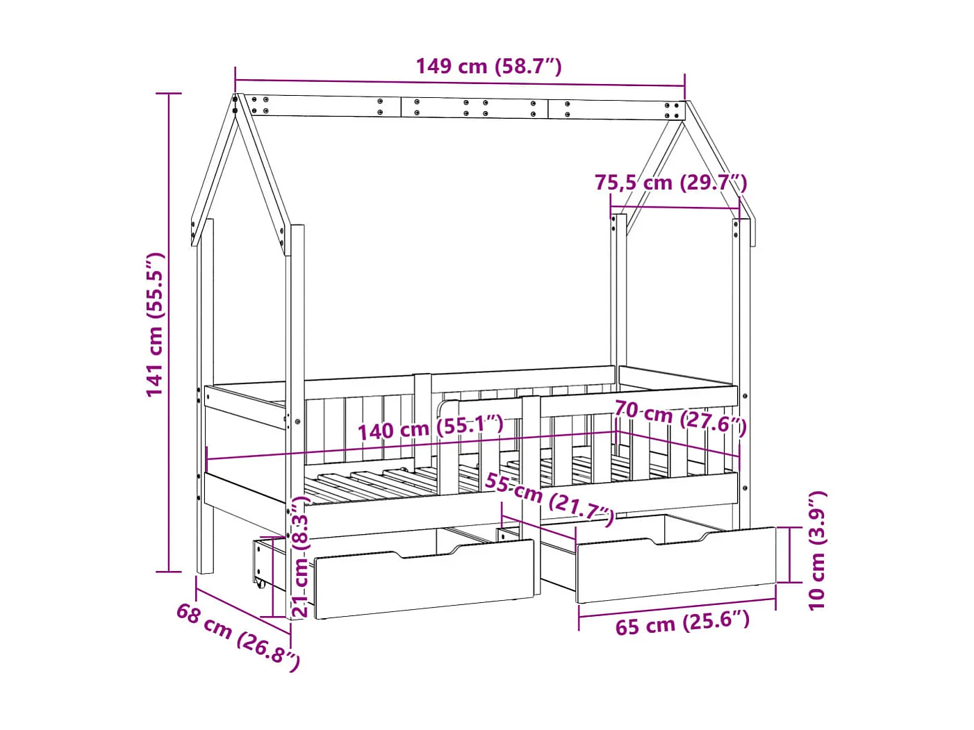 Estructura de cama madera de ingeniería roble Sonoma 200x200 cm