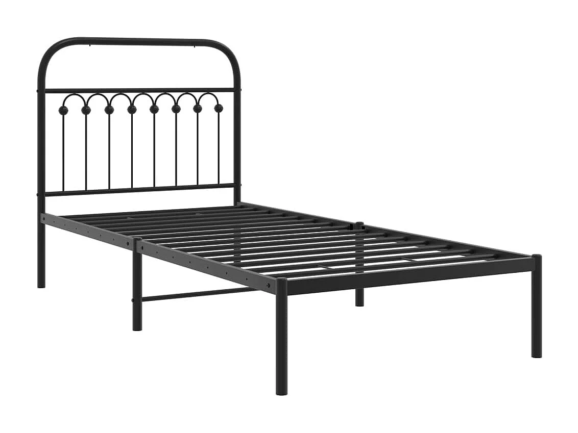 Giroletto con Testiera in Metallo Nero 90x190 cm