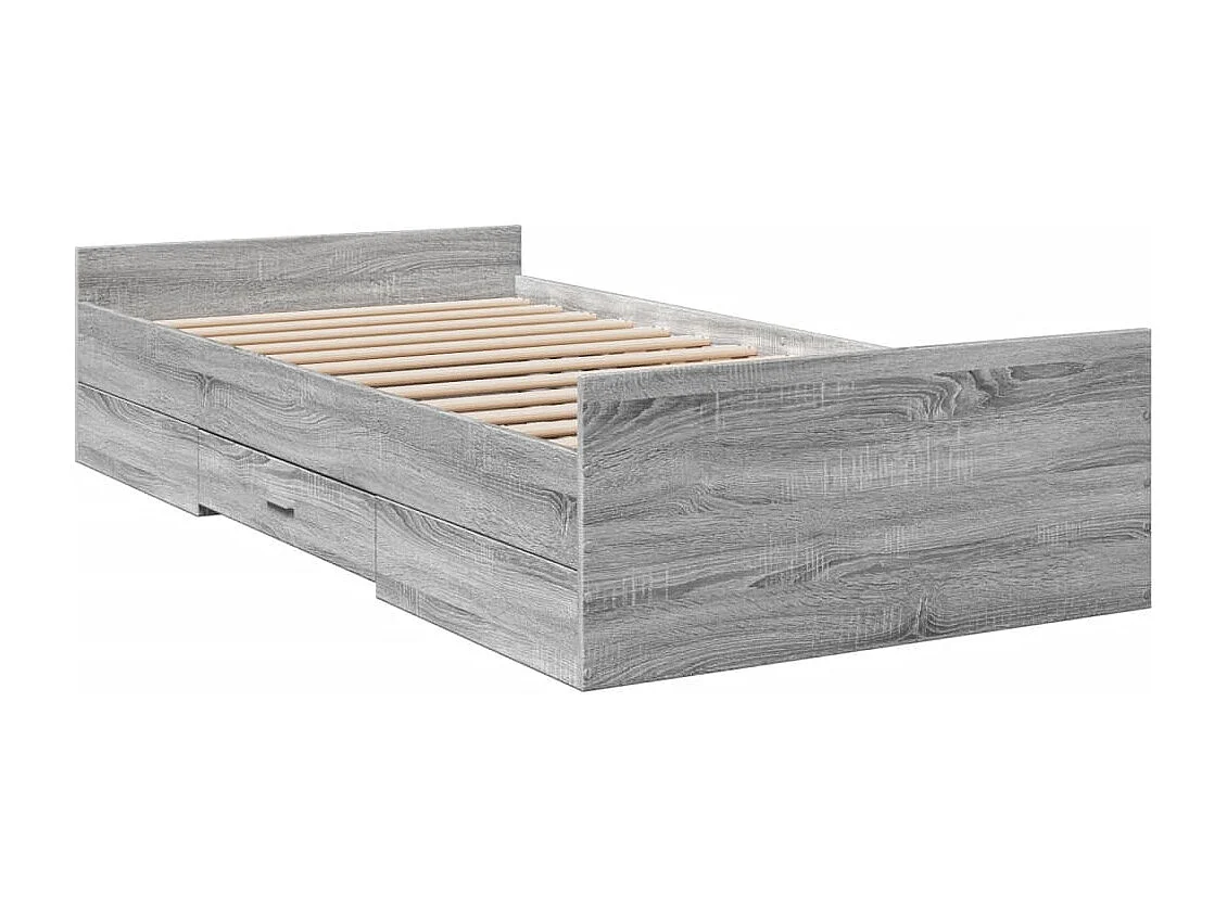 Cadre de lit avec tiroirs sans matelas sonoma gris 100x200 cm