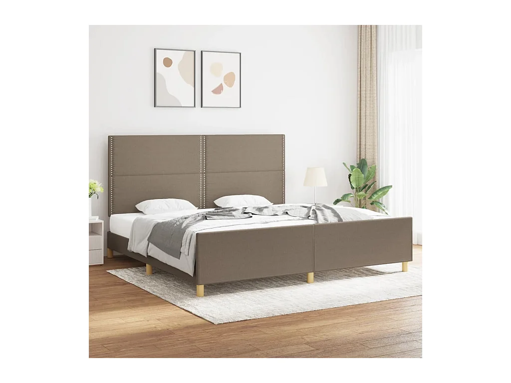 Bettgestell ohne Matratze Taupe 200x200 cm Stoff