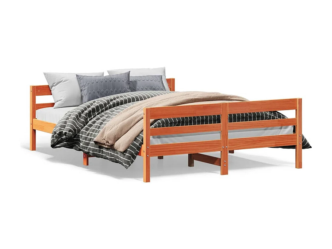 Cadre de lit sans matelas cire marron 120x200cm bois pin massif