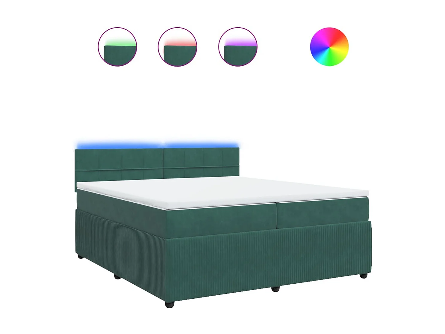 Sommier à lattes de lit et matelas Vert foncé 200x200cm Velours