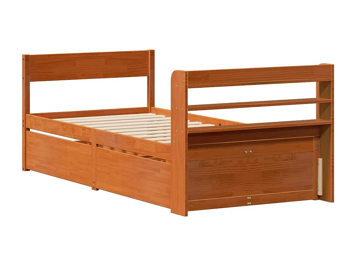 Estructura de cama sin colchón madera maciza marrón 75x190 cm