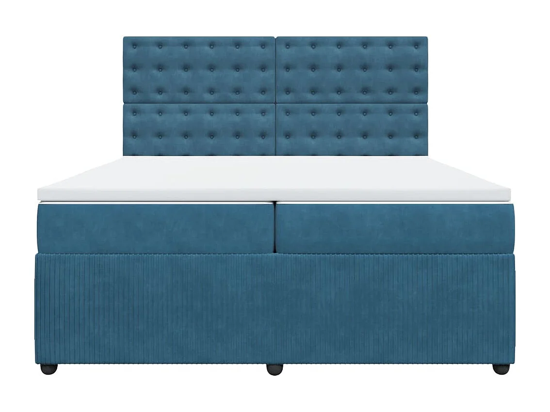 Giroletto a Molle con Materasso Blu Scuro 200x200 cm in Velluto