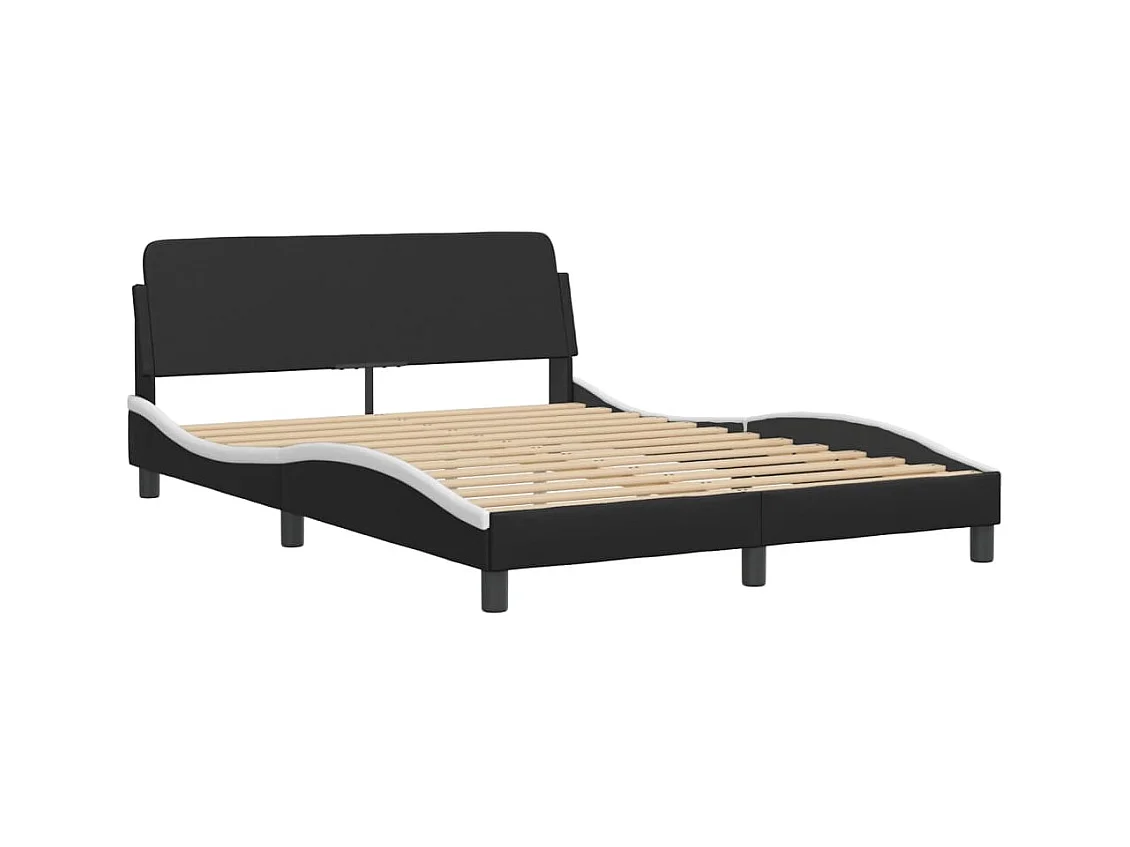 Bedframe met hoofdbord kunstleer zwart en wit 140x200 cm
