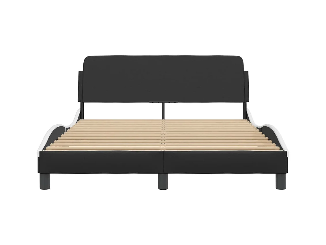 Bedframe met hoofdbord kunstleer zwart en wit 140x200 cm