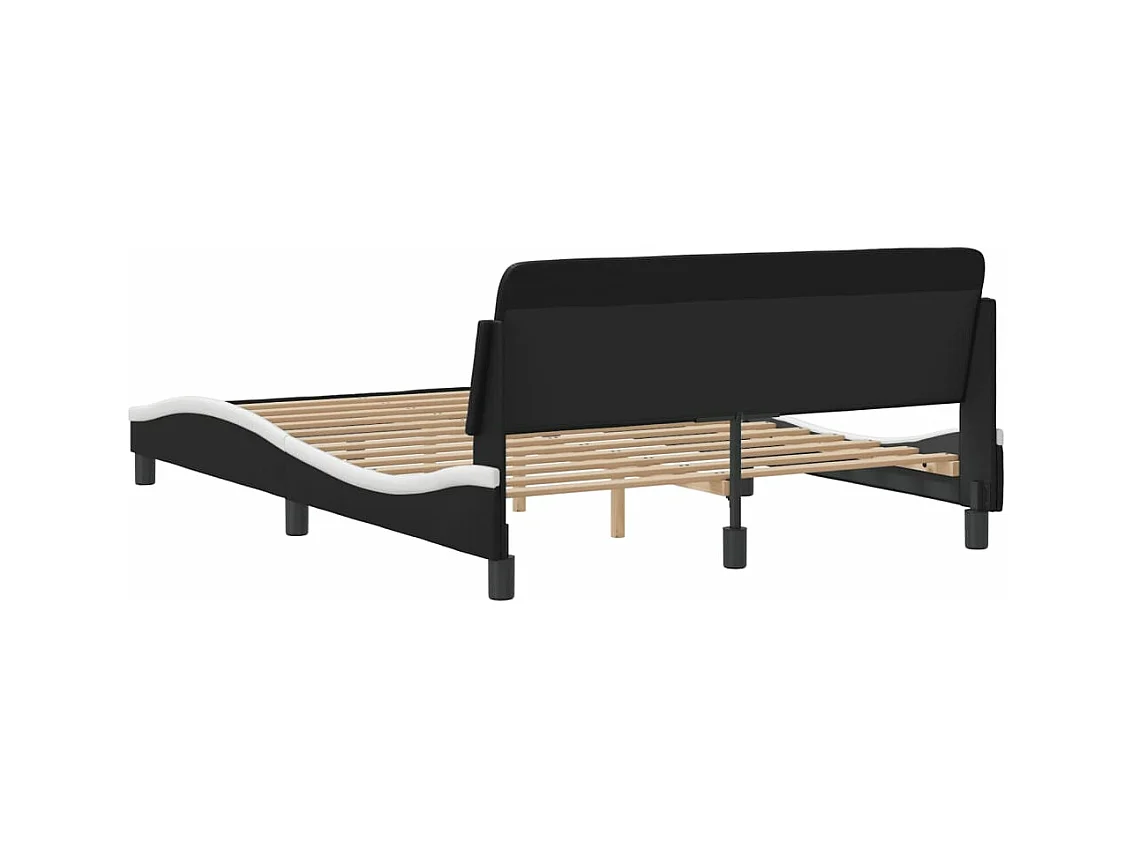 Bedframe met hoofdbord kunstleer zwart en wit 140x200 cm