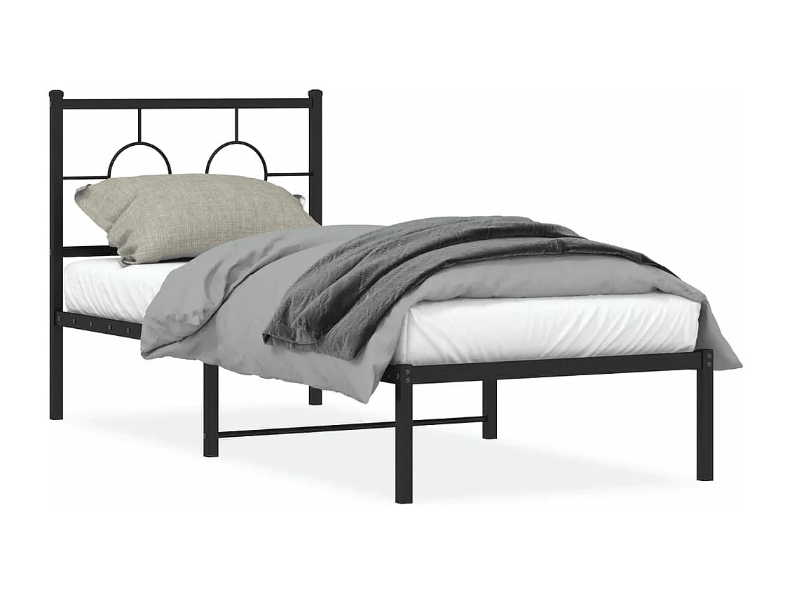 Estrutura de cama com cabeceira 80x200 cm metal preto