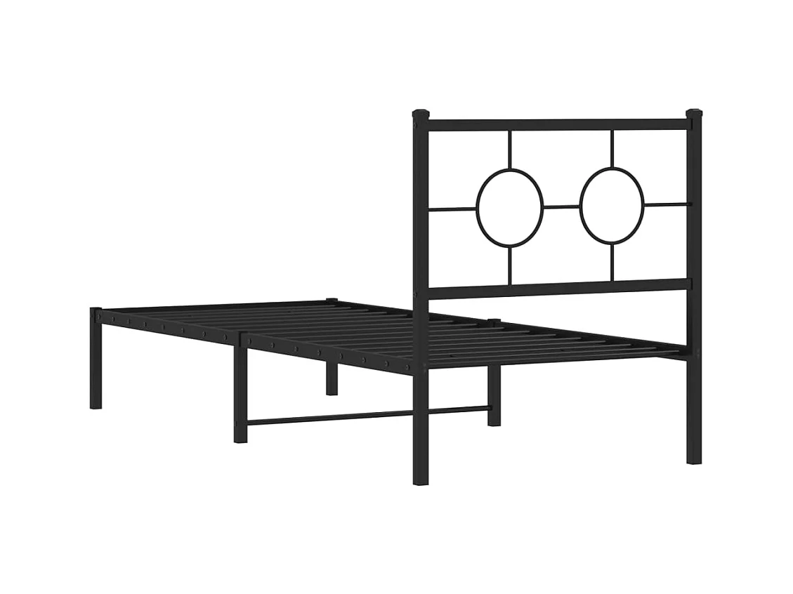 Giroletto con Testiera in Metallo Nero 80x200 cm