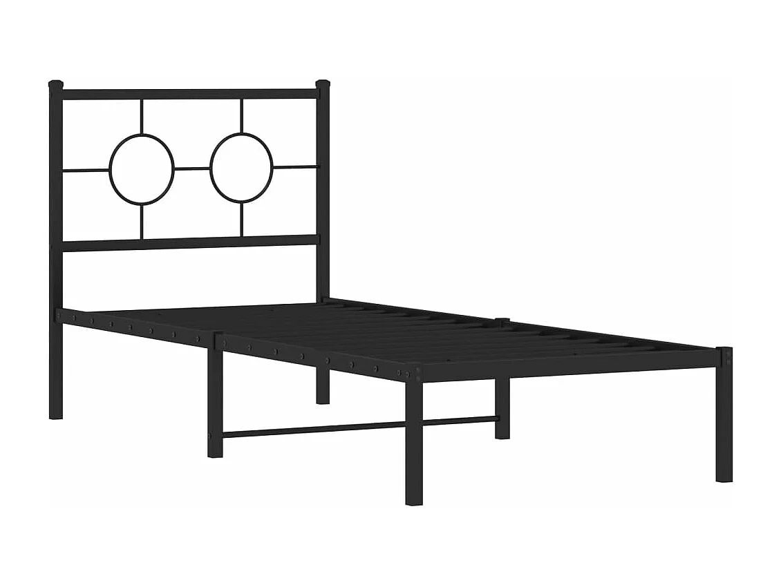 Cadre de lit métal sans matelas avec tête de lit noir 80x200 cm