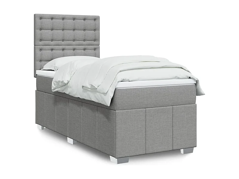 Sommier à lattes de lit et matelas Gris clair 90x190 cm Tissu