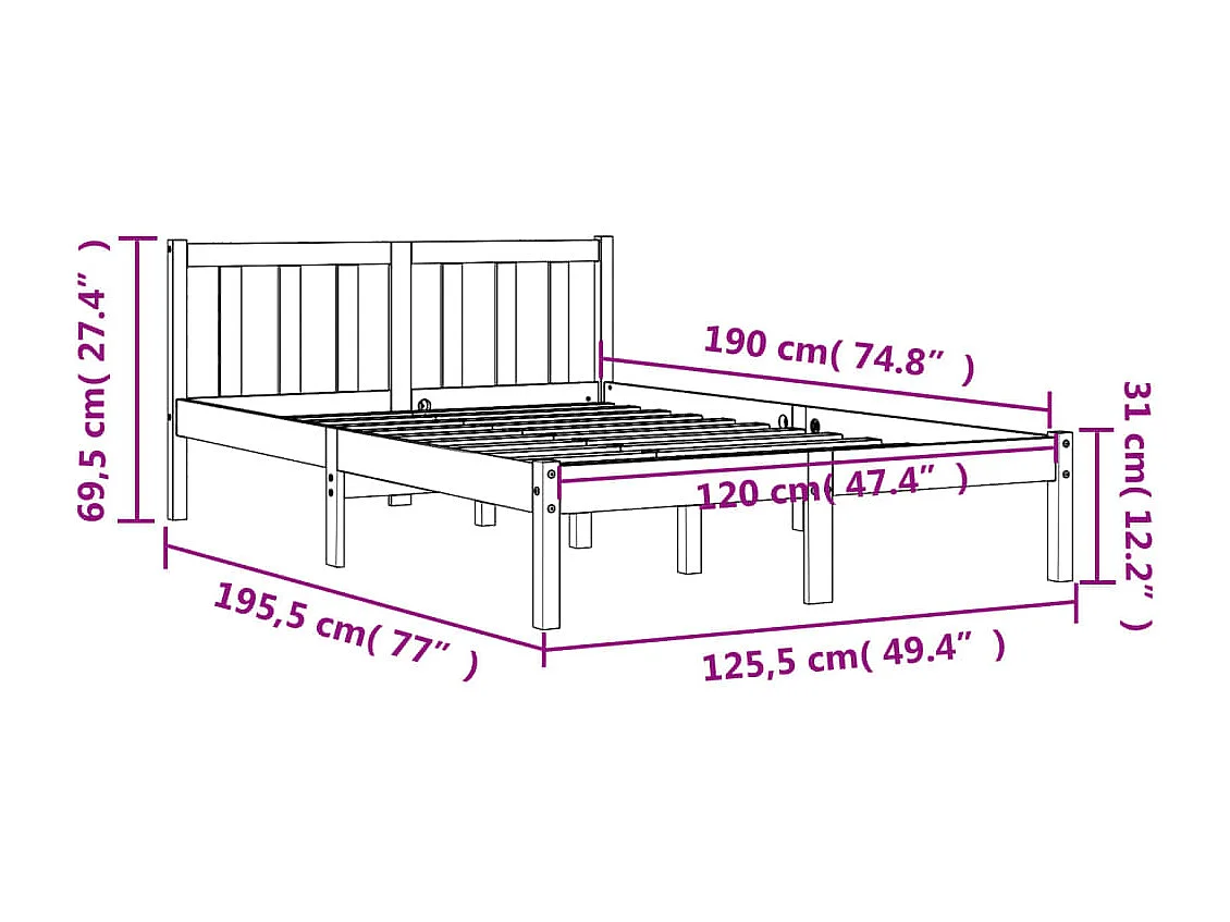 Estructura de cama sin colchón madera maciza marrón 75x190 cm
