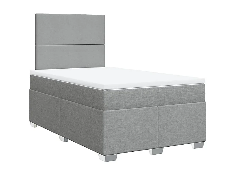 Cama boxspring com colchão 120x190 cm tecido cinzento-claro