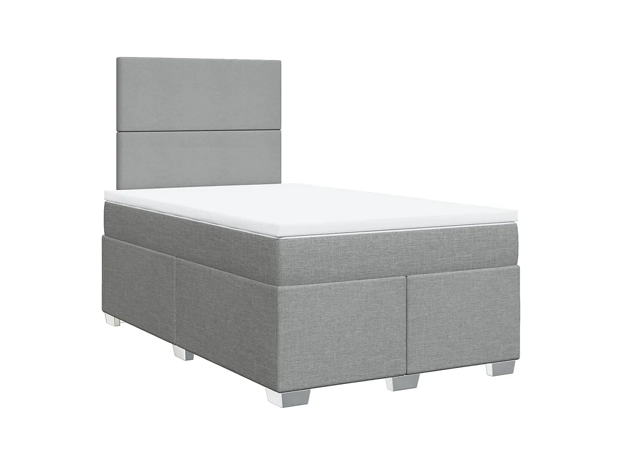 Cama box spring con colchón tela gris claro 120x190 cm