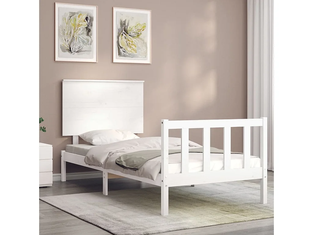 Giroletto senza Materasso Bianco 100x200 cm Legno Massello Pino