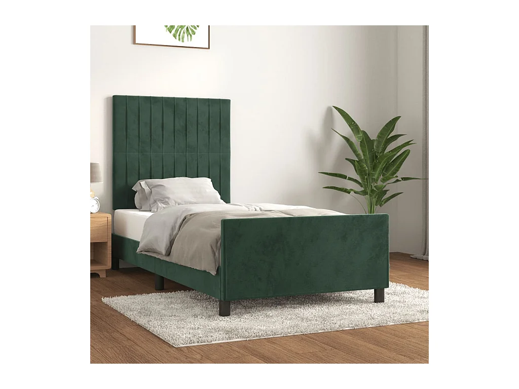 Estructura de cama sin colchón terciopelo verde oscuro 80x200cm