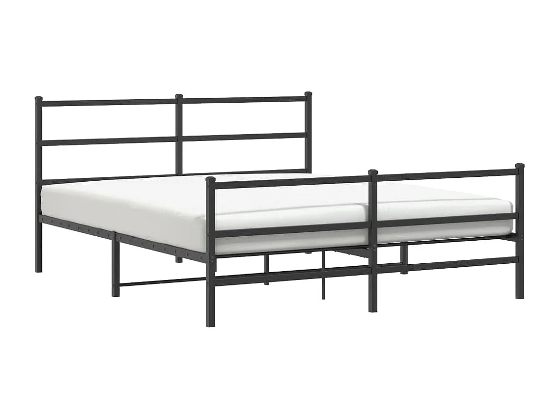 Cadre de lit métal sans matelas avec pied de lit noir 150x200cm