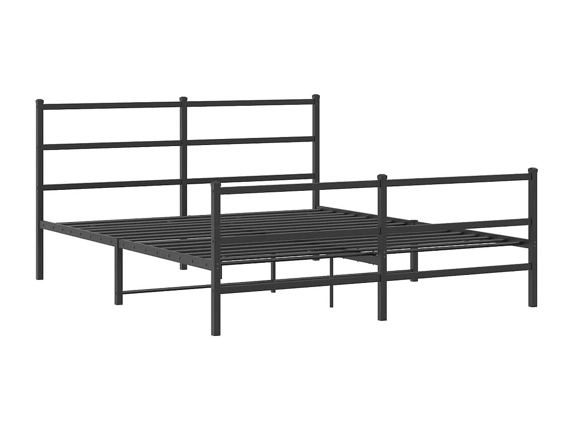 Cadre de lit métal sans matelas avec pied de lit noir 150x200cm