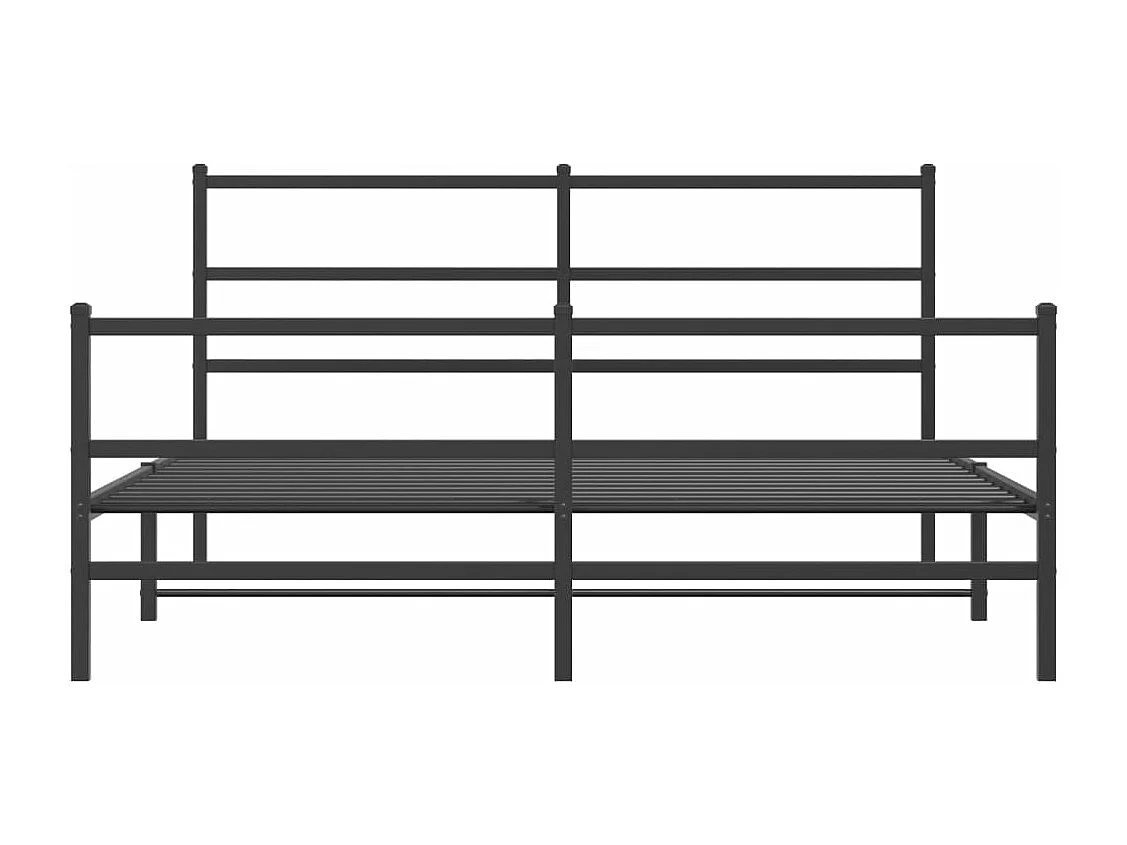 Cadre de lit métal sans matelas avec pied de lit noir 150x200cm