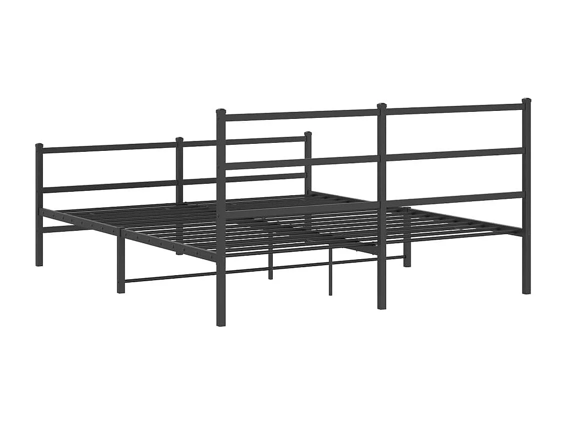 Cadre de lit métal sans matelas avec pied de lit noir 150x200cm