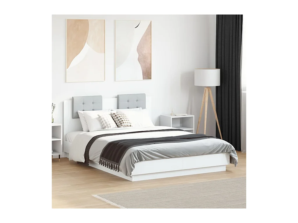 Cadre de lit sans matelas blanc 135x190 cm