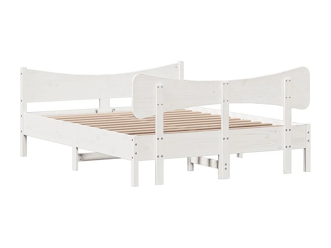 Cadre de lit sans matelas blanc 140x200 cm bois de pin massif