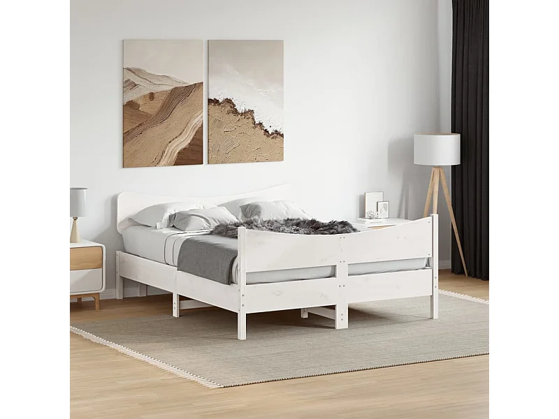Cadre de lit sans matelas blanc 140x200 cm bois de pin massif