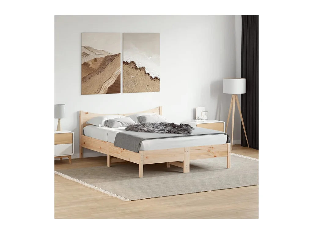 Cadre de lit sans matelas 135x190 cm bois de pin massif